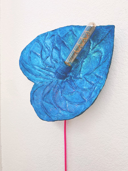 Iridescent Deep Teal Anthurium Sconce