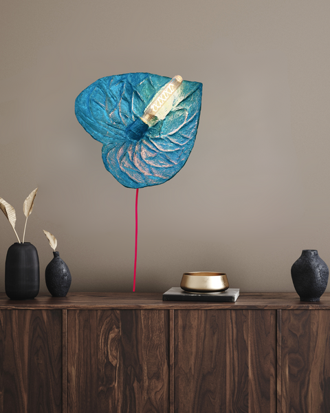 Iridescent Deep Teal Anthurium Sconce