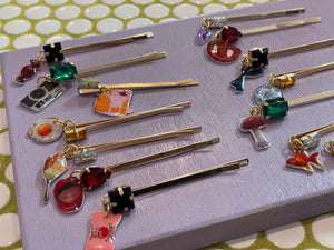 Charm and Jeweled Bobby Pins