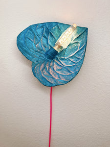 Iridescent Deep Teal Anthurium Wall Sconce