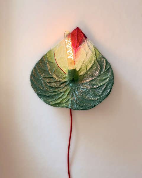 Anthurium Sconce - Deep Red - Rich Green