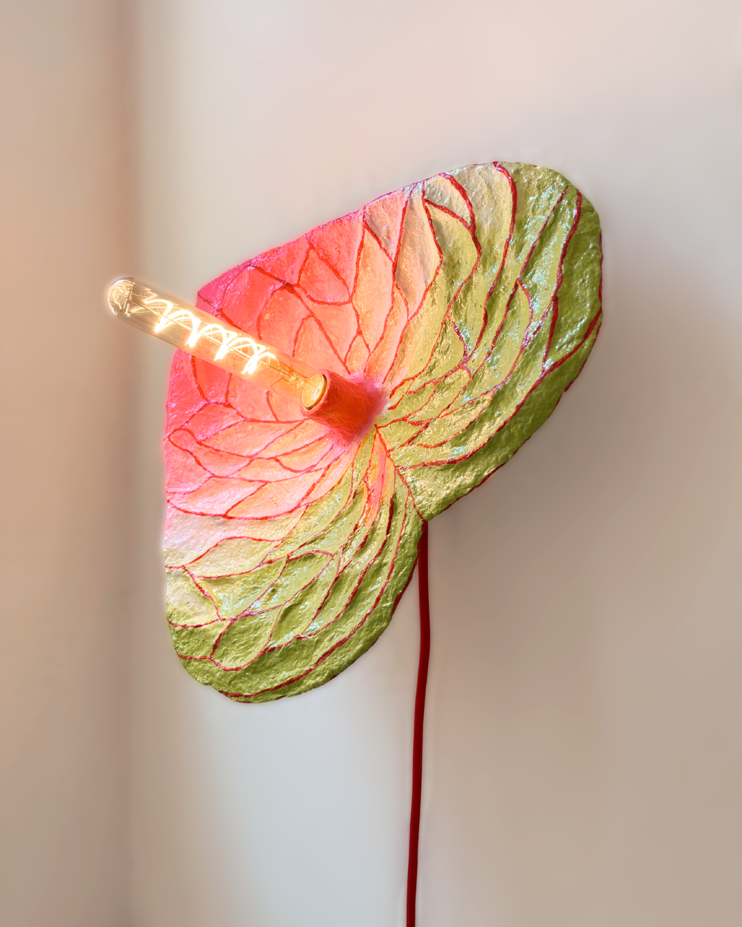Anthurium Sconce - Hot Pink, White, Green